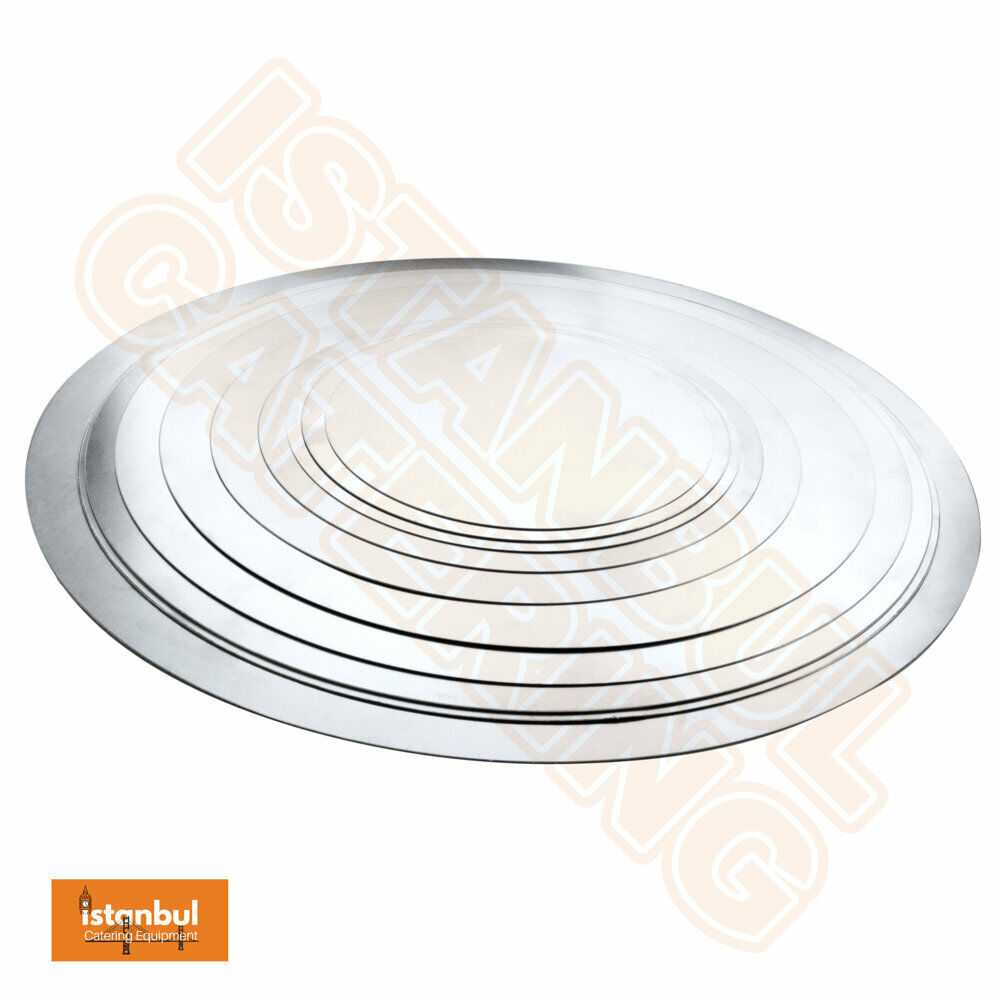 Aluminium Pizza Pan Lid Separator Tray Set - Pack of 10, featuring a variety of tray sizes ideal for professional chefs and home bakers.