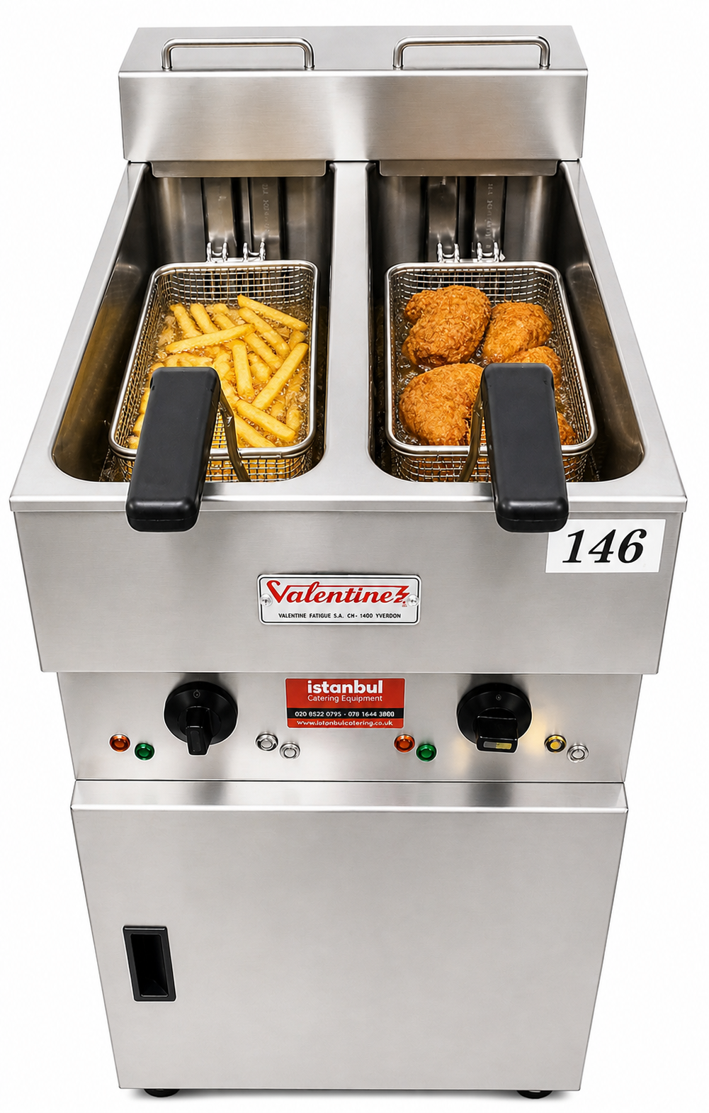 Valentine Electric Fryer V2200T - 2 Tank 2 Basket 3 Phase 23.6kw Serviced Turbo