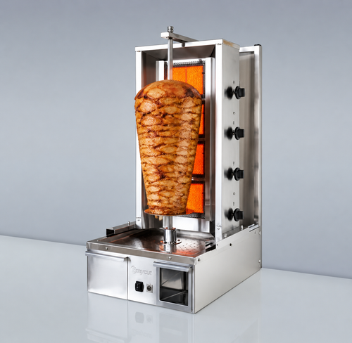 Image of the Easycut Kebab Machine Doner Shawarma Brand New 4x Burner, showcasing its four burners for efficient cooking in a commercial kitchen.