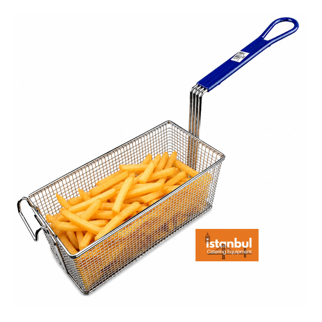 Blue Seal Fryer Basket GT45/GT46 018019 - Durable Chrome Metal, Ergonomic Handle, 340mm Size