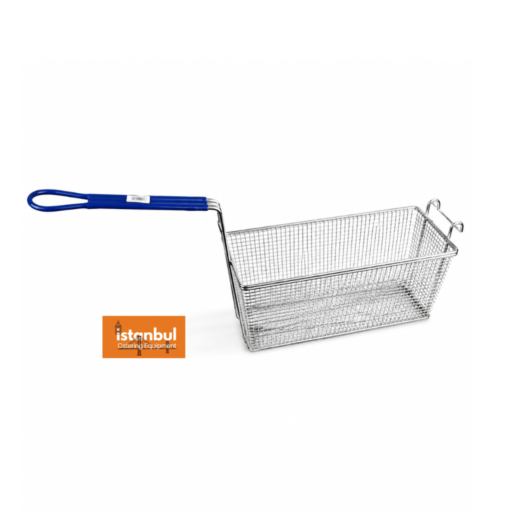Blue Seal Fryer Basket GT45/GT46 018019 - Durable Chrome Metal, Ergonomic Handle, 340mm Size