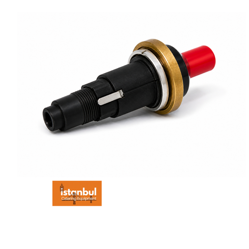 Close-up view of Bonnet Hobart Chargrill Piezo Spark Ignitor, highlighting the push-button design for hassle-free ignition, perfect for barbecue enthusiasts.