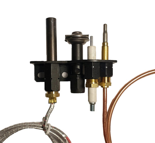 Blue Seal Gas Fryer Thermopile & Thermocouple Electrode Pilot Set Kit Gt45 Gt46 showcasing components for gas fryer temperature regulation.