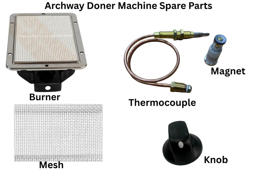 Archway Doner Kebab Machine Shawarma Parts Burner Mesh Magnet and Thermocouple