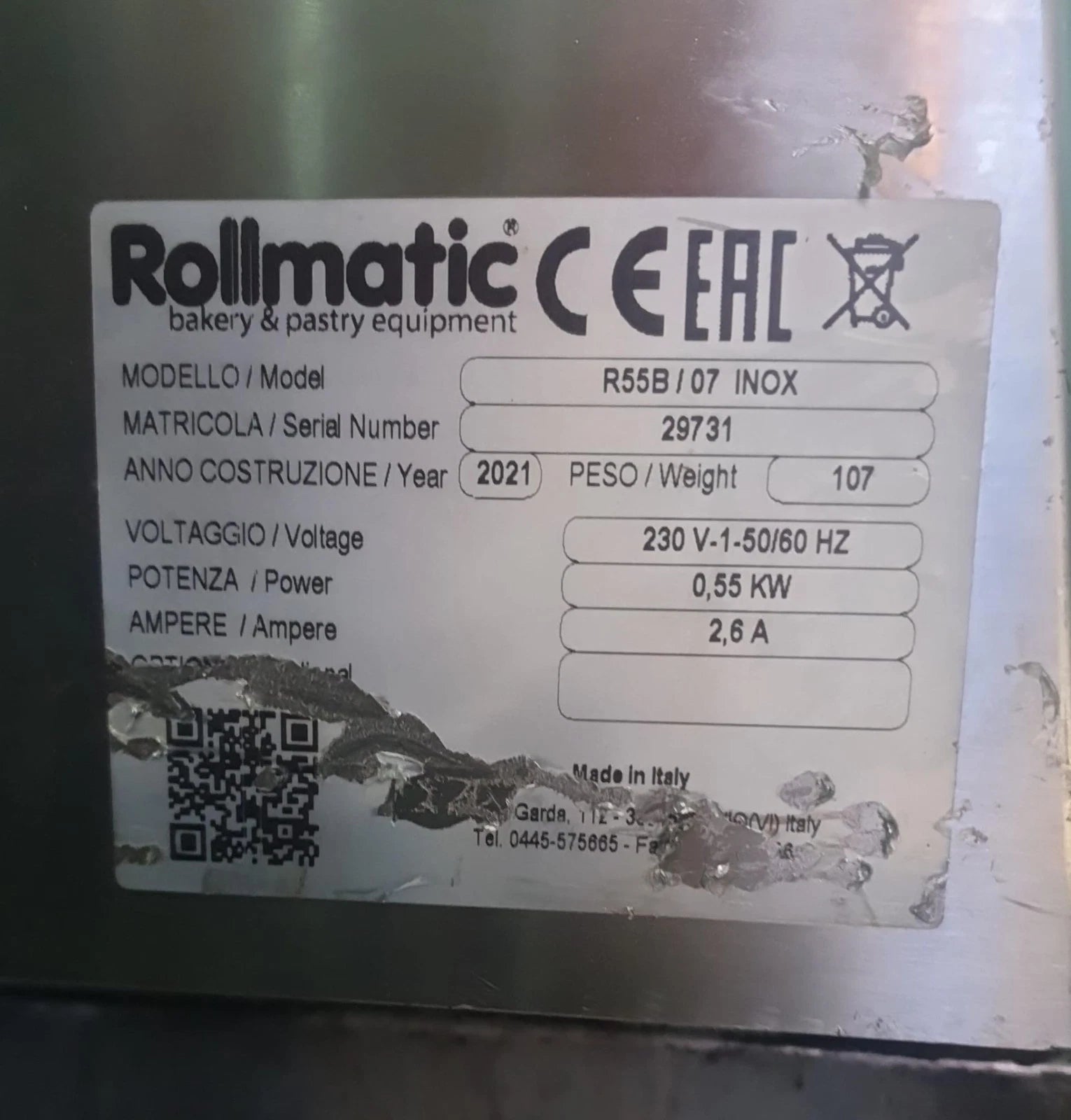 Rollmatic Dough Sheeter Unused R55B/07 INOX Table Top Pastry Sheeters