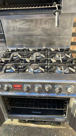 Natural Gas Falcon 6 Burner Cooker with Oven and Salamander Grill