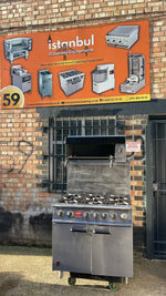 Natural Gas Falcon 6 Burner Cooker with Oven and Salamander Grill