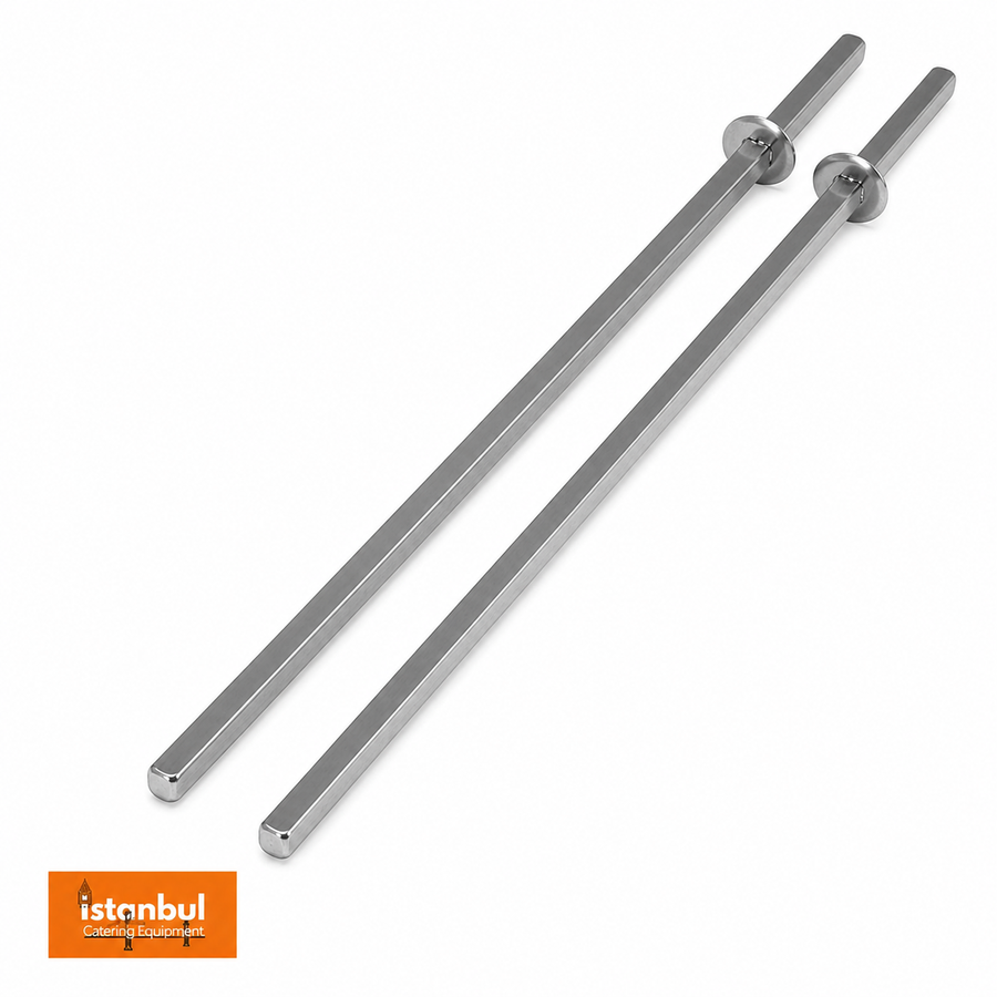 2x Stainless Steel Kebab Skewer 81cm for Kebab Machines - Durable Cooking Rods