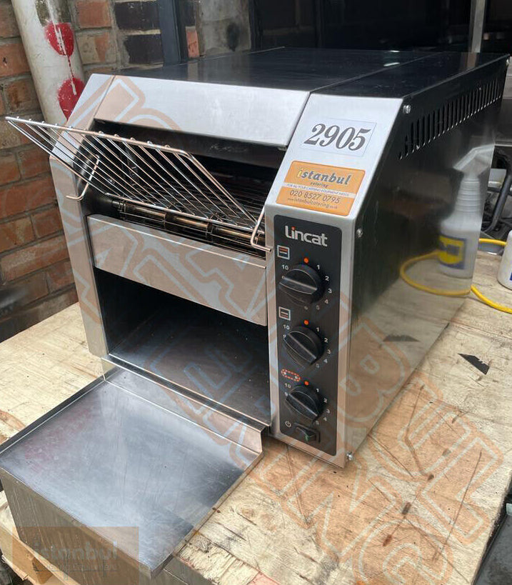 Close-up view of Lincat Electric Bun Toaster Conveyor Toaster CT1 showcasing the control panel and toasting section.