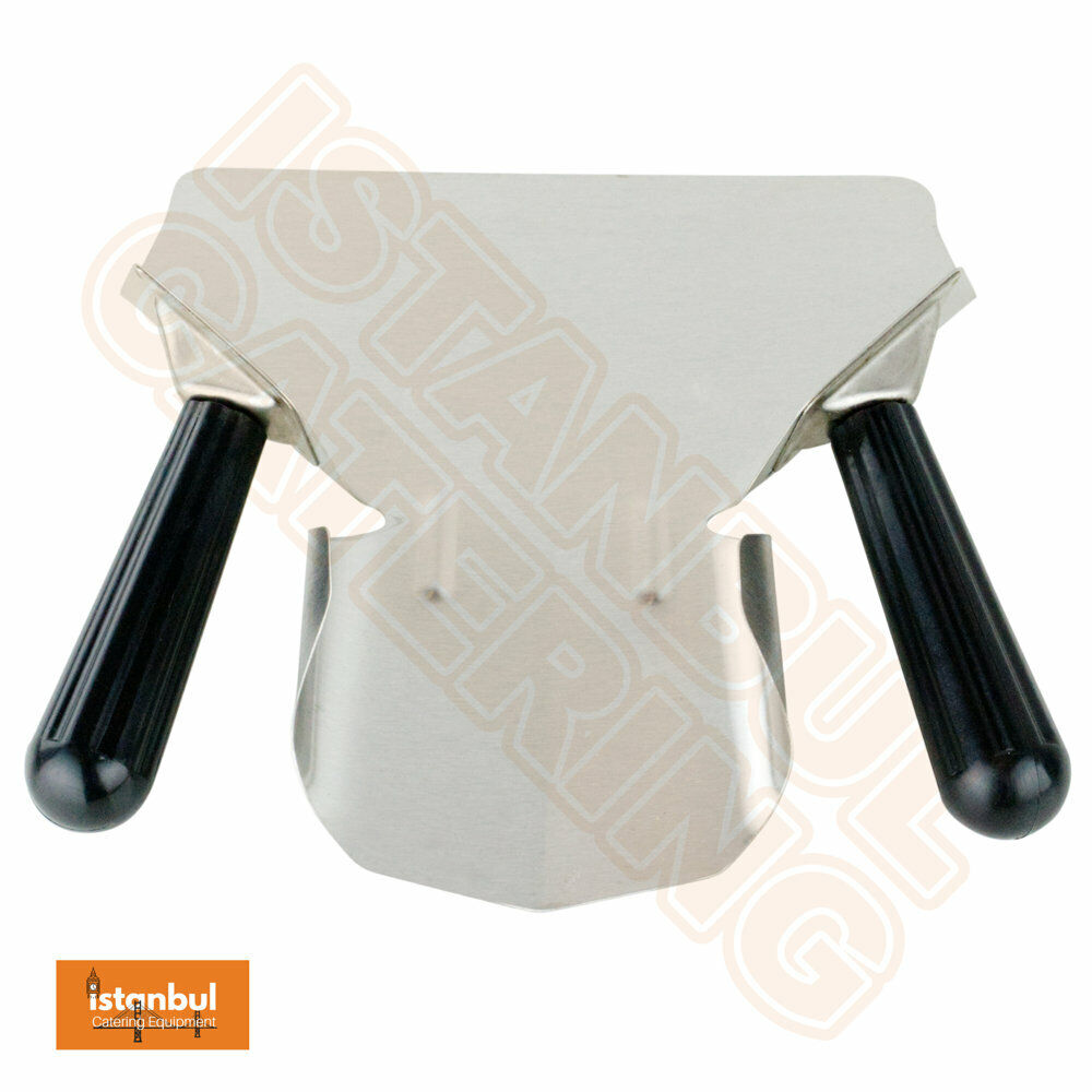 Professional Heavy Duty Chip Scoop Metal French Fries Bagger Chips Scoop in action, showcasing its ergonomic handle and wide scoop design for easy serving.