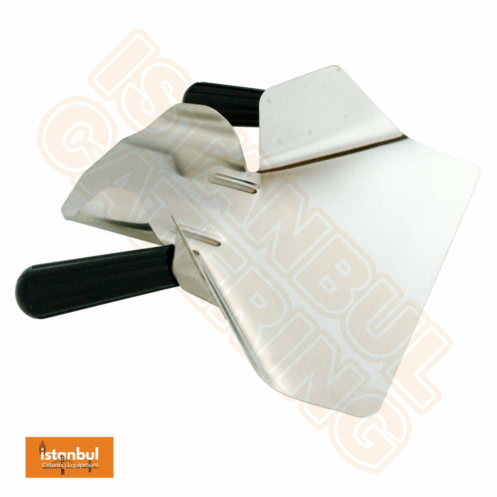 Close-up of the Professional Heavy Duty Chip Scoop Metal French Fries Bagger Chips Scoop highlighting its durable metal construction, ideal for commercial kitchens and food establishments.