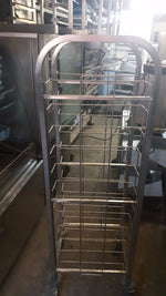 Stainless Steel 12 Tray Preparation Trolley with Wheels - Efficient Kitchen Storage Solution