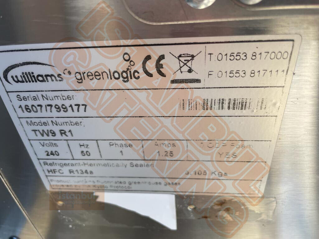 Close-up of the controls on the Williams TW9 R1 refrigeration, designed for precise temperature management for salad and garnish storage.