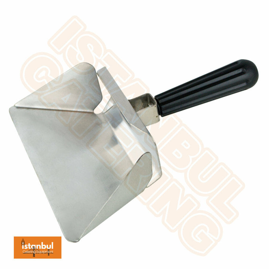 Stainless Steel Chips Bagger - Durable Fry Scoop for Takeaway & Kebab Shops, 16CM Wide
