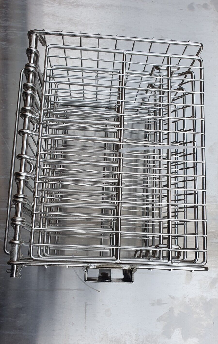 Henny Penny Electric Basket with Hinged Shelves and Legs, showing its spacious design and durable stainless steel construction.