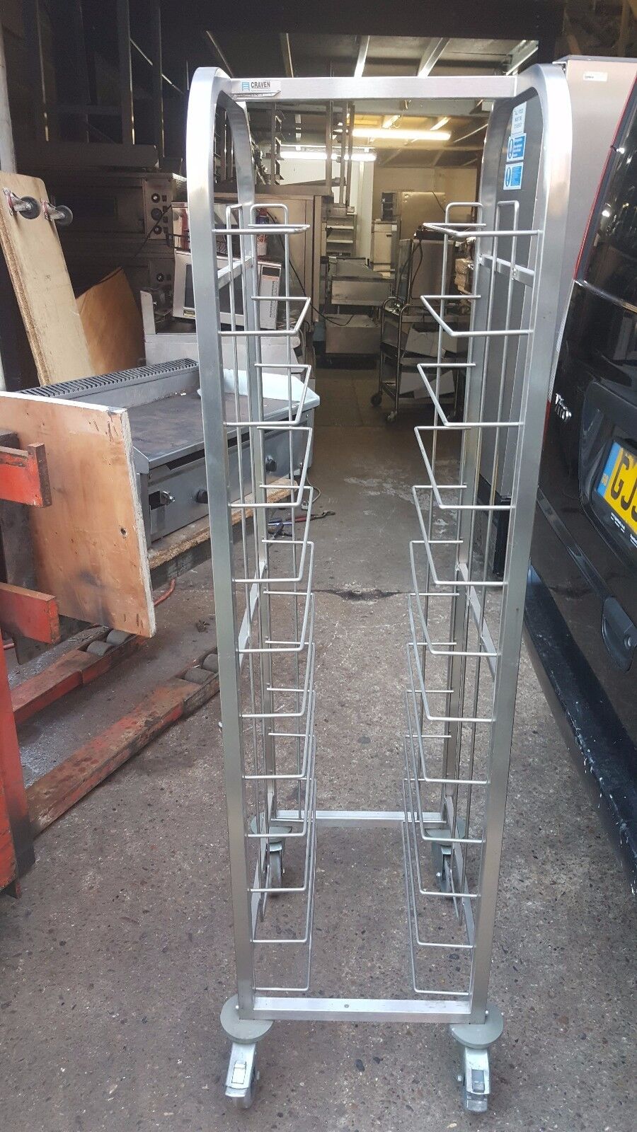 Stainless Steel 12 Tray Preparation Trolley with Wheels - Efficient Kitchen Storage Solution