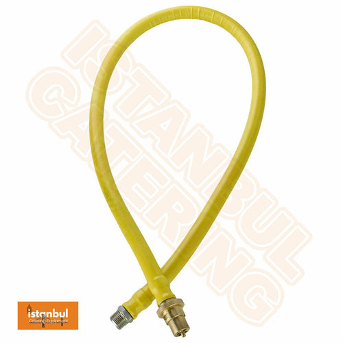 Bayonet Gas Pipe 1/2" x 1500mm Male Connector - Yellow Heatshrink - Commercial Grade showcasing its sturdy construction and design.