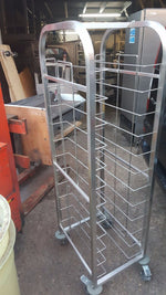 Stainless Steel 12 Tray Preparation Trolley with Wheels - Efficient Kitchen Storage Solution